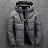 Winter witte eend donsjack heren sneeuwparka kwaliteit thermische casual slanke dikke warme jas overjas windjack met capuchon