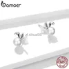 Stud BAMOER 925 sterling zilver Schattige konijntje oorbellen voor dames Bruiloft verloving Oorschelp parel Hypoallergeen Brincos BSE463 YQ231026