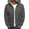 2023 Men Winter Parkas Fashion Solid Hooded Cotton Coat Jacket Casual Warm Clothes Mens Overcoat Streetwear
