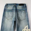 Jeans da uomo Il marchio di alta qualità Azzurro Streetwear Slim Fit Lettere in pelle Toppe ricamate elasticizzate