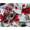 Heren T-shirts Heren Casual overhemd met lange mouwen Mode Rose Flower 3D-bedrukte bloemen Omslagkraag Slim Fit voor kleding Drop Deliv Dhwws