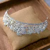 Fermagli per capelli Corone da sposa in cristallo placcato a forma di fiore semplice Diadema Copricapo da sposa Accessori Tiara Sposa