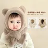 Écharpes enveloppes 624 mois bébé chapeau petit ours écharpe hiver oreille épaisse pour garçons et filles infantile enfant en bas âge accessoires 231025