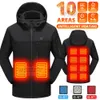 Outdoor Jackets Hoodies 10 zones self heating jacket men's hot women's warm USB vest winter fishing camping skiing insulation 231026