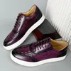 Shoes Casual Emed Leather Cowhand Crocodile Purple Black Men's Plate-size Flat Sneakers Zapatos Hombre A34 722 769