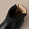 أحذية الكاحل نساء فاخر تقسيم البقر الجزء العلوي الكعب الكعب سليون بني دافئ الدفء خريف الشتاء المصنوعة يدويا حذاء الجلد الأصلي 231026