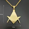 Pendanthalsband Drop Shipping Hip Hop Iced Out Masonic All-Seeing Eye Pendant Halsband Kedja Guldfärg Rostfritt stål Freemason Mason Jewelry Q231026