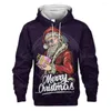 Herren Hoodies Lustige Weihnachtshodie Santa Claus Print Sweatshirt Autumn Designer langärmelig übergroße Kleidung Cartoon für Männer