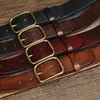 Belts 3.8CM Top Cowhide Genuine Leather Men Belt Fashion Copper Buckle Strap For Male Wide Cinto Masculino Luxury Cummerbund YQ231026