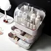 Förvaringslådor kosmetisk låda med lock makeup arrangör damm gratis täcke bärbara handtag stora displayfodral lådor