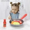 Kitchens Play Food 8PCS Kitchen Food Toys Simulation Kitchenware Play Set Pretend Play Pot Steak Vegetable Montessori Omelette Children Girl ToyL231026