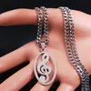 Pendant Necklaces Music Notes Stainless Steel Necklace Women Men Silver Color Chain Oval Jewelry Chaine Acier Inoxydable N4277S06P259w