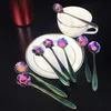 Rainbow Stainless Steel Tableware Creative Flower Spoon Mini Stirring Spoons Ice Cream Sugar Coffee Mixing Spoon Glnsc Aodsh