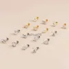 Stud G23 titanio filettatura interna piercing labret labbro borchie orecchino corona farfalla CZ elica conchiglia cartilagine orecchio trago gioielli per il corpo YQ231026