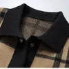 Erkek Sweaters Lüks Bahar ve Sonbahar Yüksek Kaliteli İş Gündelik Moda Cep Çizgili Tasarımcı Hardigan Kazak Ceket M-4XL