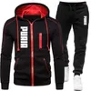 Heren Trainingspakken Trainingspak Casual Joggingpak Outdoor Set Rits Hoodies Zwart Sweatpant 2 stuks 2023 Lente Mode Streetwear