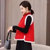 Coletes femininos estilo chinês melhorar colete espessado jaqueta de algodão Tang Top 2023 inverno vintage jacquard casaco curto cistas Z3543