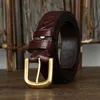 Belts 3.3CM Men High Quality Genuine Leather Belt Luxury Brass Buckle Braid Pure Cowskin Vintage Strap Male Jeans for Man Women YQ231026