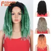 Syntetyczna moda Idol 16 -calowy Faux Locs Plejanie włosów Ombre Green Dreadlocks Crochet for Black Women 231025