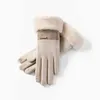 Gants à cinq doigts Gants en laine pour femmes en hiver Nouveau style de cyclisme Chaud et peluche Véhicule électrique Cachemire Conduite Écran tactile