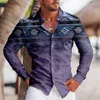 Men's Casual Shirts Spring Fashion Long Sleeve For Men Oversized Shirt Chaos Print Button Top Clothes Holiday High Quality