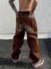 Men's Jeans Latest Design Star Embroidery Straight Loose Fit Boyfriend Pants Pantalone Hombre Y2K Fashion Brown Mid Rise Baggy Jeans For Men J231026