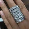 Vecalon Handmade Eternity Band Ring 925 Sterling Silver Bijou Diamond CZ Promise Wedding Rings for Women Bridal Party Jewelry Gift312T