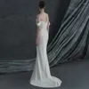 Ethnic Clothing Bridal White Satin High Split Gowns Backless Off Shoulder Wedding Dresses Vestido De Novia