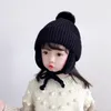 Berets Doit Chapéu de Inverno para Bebê Menina Gorros Proteger Orelhas Sólidas Criança Acrílica Bomber Chapéus Quentes Crianças Earflap Caps 2 a 8 anos