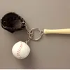 Keychains Lanyards 12st/Lot Alloy Key Chains Baseball Bat Ball Mitt Sports Multiple Color Casual Sporty Style Men Women Teenage Keyring Keychain 231025