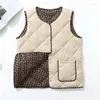 Women's Vests 2023 Autumn Winter Lightweight Down Cotton Tank Top Women Short Contrast Retro Chinese Style Round Neck Jacket