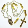 Pendentif Colliers 6mm Blanc Facette Verre Rosaire Religieux Rosaire Avec FATIMA Centor Singapour Collier Catholique Antque Gold Metal222z