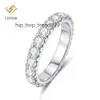 Lustre jóias s925 prata esterlina 3mm fl gra moissanite diamante jóias noivado casamento banda eternidade anéis