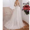 Sexy V Neck Wedding Dresses Bohemian Side Split Lace Backless Bridal Gownss Robe de Custom Made