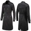 Män blandar Mens Spring Autumn Windbreak Overcoat Long Trench Coat med Belt Male Pea Coat Double Breasted Peacoat W03 231026