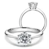 LESF Moissanite diamant 925 zilveren verlovingsring klassieke ronde dames huwelijkscadeau maat 0 5 1 0 Carat191Y