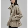 Trench da donna Giacca corta Autunno da lavoro Vento con coulisse Design Senso del cappotto Retro Semplice Tempo libero Versatile