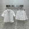 Vestidos de trabalho branco simples casual cinto elástico feminino conjunto de saia