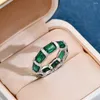 Cluster Rings LOKWAN 925 Sterling Silver Emerald Cut Ruby Ring Female Fashion Trendsetter Creative High Carbon Diamond Jewelry Direct Mail