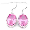 Luckyshine 925 argent sterling plaqué rose kunzite pierres précieuses boucles d'oreilles nouvelles femmes mode bijoux fins cadeau crochet boucles d'oreilles290y