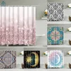 Duschgardiner Mandala Flower Geometric Moon and Sun Dusch Curtains Badrumsgardin Frab Waterproof Polyester Bath Curtain med krokar 231025