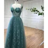 Party Dresses Turquoise Midi Length Evening Gowns Sleeveless Simple Sexy Lace Formal Dress Design For Women Wedding