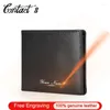 Wallets Genuine Leather Small Wallet For Men Casual Card Holder Slim Bifold Simple Design Male Purse Luxury Money Bag