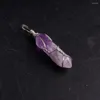 Anhänger Halsketten 50 stücke Sechseckige Säule Halskette Natürliche Amethysten Stein Reiki Heilung Pendel Für Feine Schmuck Herstellung Radiästhesie