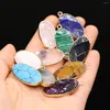 Charms 16x35mm Natural Stone Elliptical Pendant Amethysts Clear Quartz For Jewelry Making Supplies DIY Necklace Earring