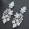 Boucles d'oreilles pendantes en zircone cubique pour femmes, bijoux de soirée brillants, fleur, feuille, plante, goutte, cadeau féminin