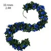 Decorative Flowers Silk Rose Artificial Wedding DIY Decor Fake Flower Home Room Wall Hanging Garland Plants Metal Arch