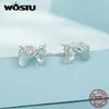 Stud Wostu 925 Sterling Silver Drag Hook Promise Earrings Ear For Women Fine Jewelry Party Födelsegärva Gift YQ231026