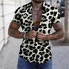 Mäns casual skjortor sommar män lyx leopard tryck skjorta vintage man stilfull blus trun ner krage kläder manlig strand stil outfit