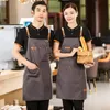 Aprons Fashion Waterproof Apron Canvas Adjustable Front Kitchen Cooking Baking Grill Bibs for Women Men Catering Waiter Uniform 231026